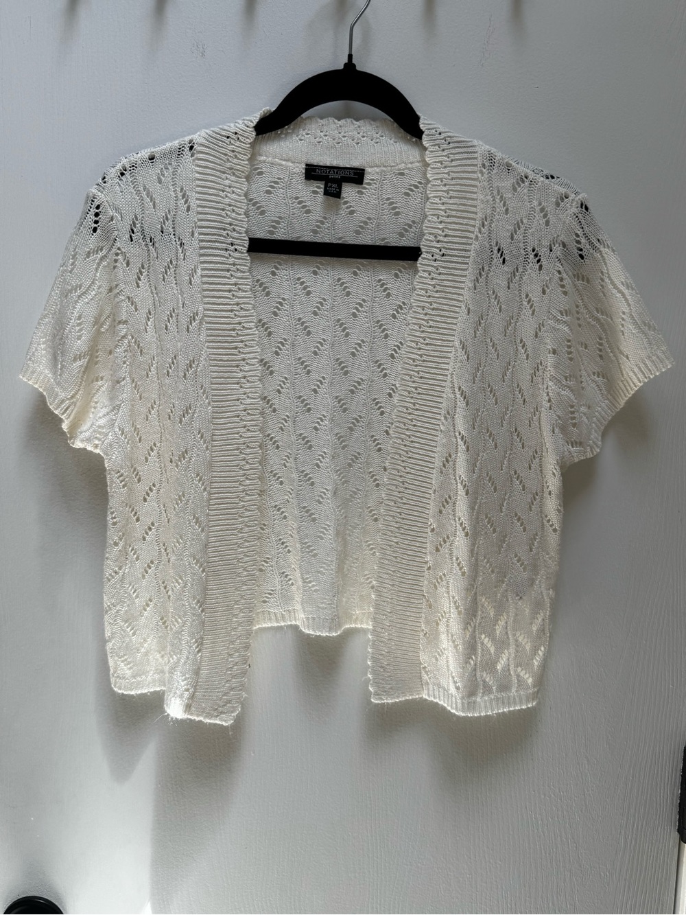 Notations Cream Open-Knit Short Sleeve Cardigan